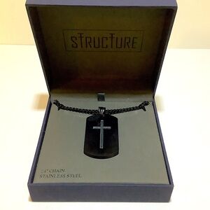Structure Lord’s Prayer Cross Men’s Necklace New In Box